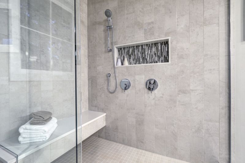Contemporary Shower with Black Accents