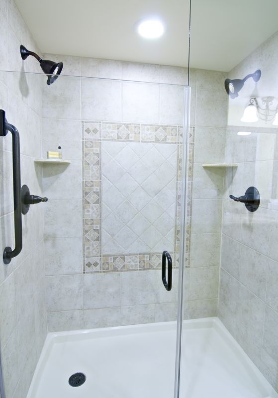 Modern Shower with Black Fixtures